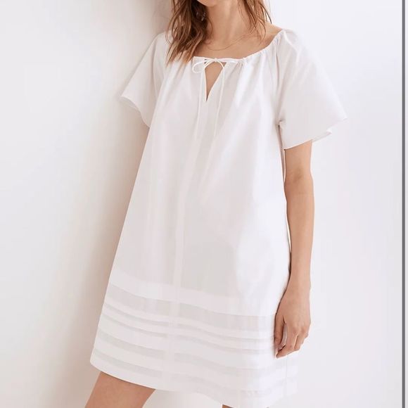 Madewell Poplin Flutter-Sleeve Pintuck Mini Dress - Picture 5 of 7